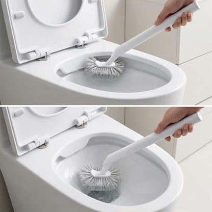 Toilet Plunger and Bowl Brush with Holder, 2 in 1 Heavy Duty Toilet Brush and Plunger Set for Bathroom Cleaning, 1 Set (White) - color: White