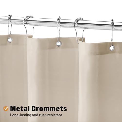 MitoVilla Stall Half Size Shower Curtain Liner, 36 x 72 Inch Fabric Bath Curtain Liner for Modern Hotel, Beige Shower Liners, Washable & Water Repellent, Cream - color: Fabric - Cream, size: 36"W x 72"L (Pack of 1)