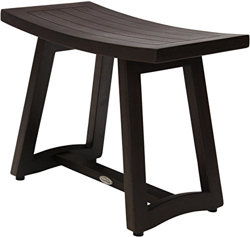 (Fully Assembled) AquaTeak Patented 24" Asia Buru Mocha Teak Shower Bench | Durable, Water-Resistant Teak, Shower Chair & Shaving Foot Rest, Indoor/Outdoor Use - size: B. Bench Fully Assembled