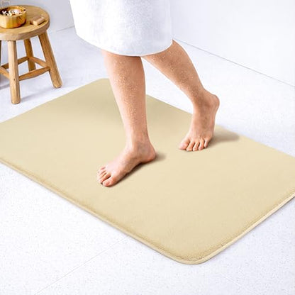American Soft Linen 21x32 Fluffy Foamed Slip Reducer Bath Rug, Machine Washable Area Bath Mat Rugs for Bathroom, Beige - color: Beige, style: 21x32" Fluffy Foamed Bath Mat