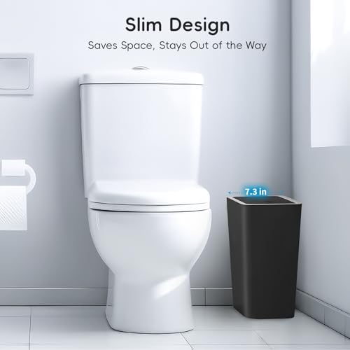 Lysam 4 Gallon Trash Can 3 Packs, Bedroom Trash Can with Lid & Trash Bags | Small Garbage Can Press-Top for Dog & Child Proof, Oder Seal, Waste Basket for Bedroom, Office, Living Room, Bathroom (Multi) - color: Black & White & Grey