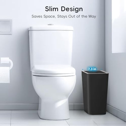 Lysam 4 Gallon Trash Can 3 Packs, Bedroom Trash Can with Lid & Trash Bags | Small Garbage Can Press-Top for Dog & Child Proof, Oder Seal, Waste Basket for Bedroom, Office, Living Room, Bathroom (Multi) - color: Black & White & Grey
