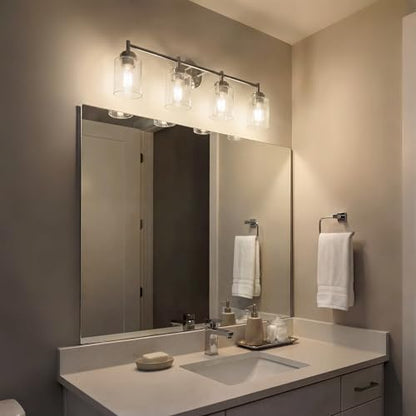 Kichler Winslow 30" Vanity Light in Brushed Nickel, 4-Light Transitional Bathroom Light with Clear Seeded Glass. (30" W x 9.25" H), 45887NI - color: Brushed Nickel, size: 30"
