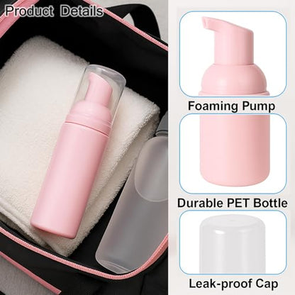 10Packs 30ml/1Oz Pink Foaming Pump Bottles Travel Size Soap Dispenser Refillable Foam Pump Containers for Face Cleanser, Shampoo, Hand Wash, Lotion, DIY Skincare