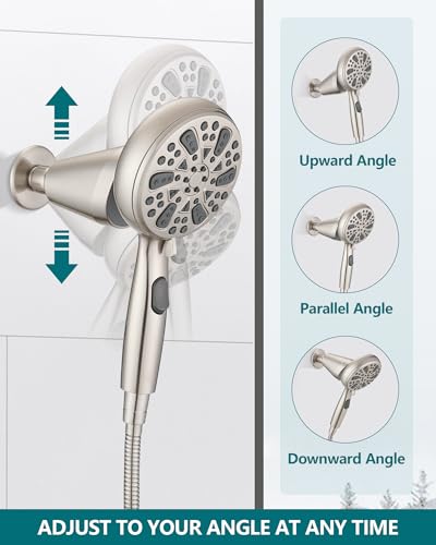 Adjustable Shower Holder Compatible with Delta Fit Kohler Magnetic Handheld Showerhead - 3M VBH Adhesive Tape for Strong Hold, No Drill, Any Height Use, Brushed Nickel - size: Brushed Nickel