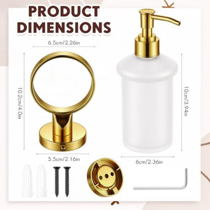 1 Pack Hand Soap Dispenser Wall Mount Bathroom Glass Soap Dispenser Pump Bottle with Stainless Steel Pump for Kitchen Bathroom Countertop (Gold) - color: Gold