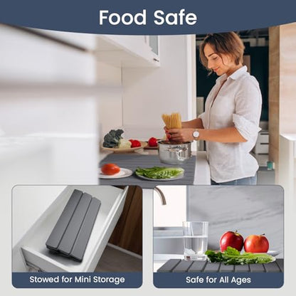 Meowoo Stone Drying Mat for Kitchen Counter, 15.7"x11.8" Foldable Diatomaceous Earth Mat, Super Absorbent, Quick-Dry Bath & Kitchen Pad for Dishes, Cups, Non-Slip, Fits Any Countertop - Dark Gray - size: 15.7" x 11.8"