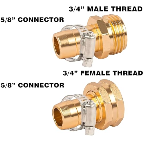 Hourleey Garden Hose Repair Connector with Clamps, Fit for 3/4" or 5/8" Garden Hose Fitting, Male and Female Hose Adapter Water Hose Repair Kit, 3 Set - size: 3-Set