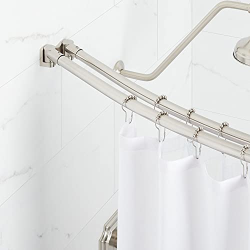 Signature Hardware 466777 60" Curved Brass Shower Rod Brushed Nickel - color: Brushed Nickel