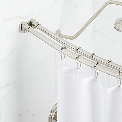 Signature Hardware 466777 60" Curved Brass Shower Rod Brushed Nickel - color: Brushed Nickel