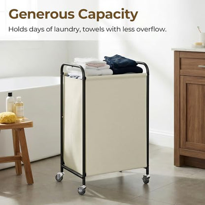GRANNY SAYS Laundry Hamper, Large Cart with Wheels and Handles, Beige, 110L - color: Beige, size: 110L