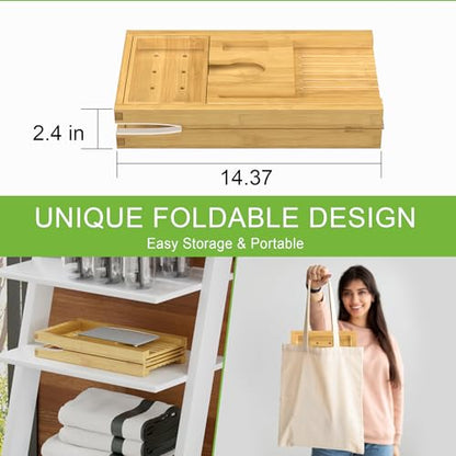 Bathtub Tray Caddy, Expandable Bamboo Bath Tray for Tub | Foldable Bath Table Trays with Non-Slip Pads, Bathroom Spa Accessories, Ideal Gift for New Home & Mom's Birthday, Natural - color: Natural