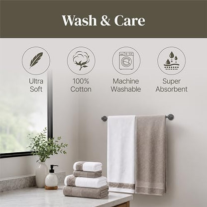 Modern Threads 600 GSM 6-Piece Towel Set with Filgree Jacquard Border Taupe - color: Brown, style: Jacquard Border