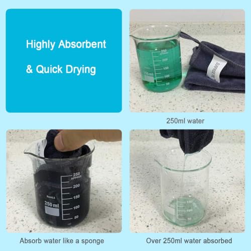 400 GSM Premium Microfiber Cleaning Cloths, Ultra Absorbent Lint Free Towels & Cleaning Rags for Car Detailing, Kitchen, Glass & Household Cleaning, Reusable Machine Washable 12" x 12" - color: Grey