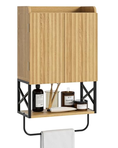 Masupu Bathroom Cabinet Wall Mounted, Wooden Medicine Cupboard with Adjustable Shelves, Space-Saving Wall Storage Unit for Bathroom, Kitchen and Living Room (9" D x 15.35" W x 27.16" H,Modern Oak) - color: Oak, style: Modern