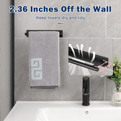 NearMoon Self Adhesive Hand Towel Holder/Towel Ring, Stainless Steel Hand Towel Bar Rustproof Stick on Wall-Towel Rack for Bathroom/Kitchen, Sticky and Wall Mounted (1, Matte Black) - color: Matte Black