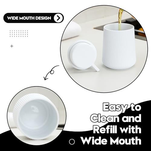 YAUKPH Striped Foaming Hand Soap Dispenser White | with Leak-Proof Pump for Bathroom and Kitchen Countertop 11oz - color: White, size: Foaming Dispenser