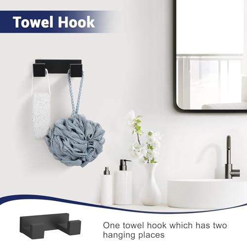 Lairuier Matte Black Bathroom Accessories, 23.6 inches Towel Bar Set | Including Towel Bar, Towel Holder, Toilet Paper Holder, Towel Hook, SUS304 Stainless Steel Bathroom Towel Holder Hardware Set - color: Matte Black, size: Set A
