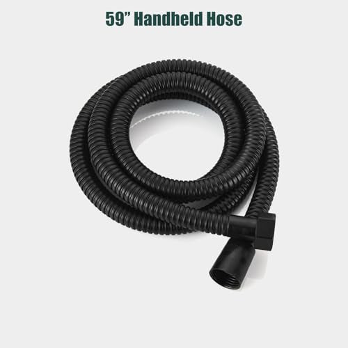 Heyalan Hand-held Shower Head Set-SUS304 Handheld Shower,Matte Black | SUS304 stainless steel wand, curved-style design, single rain spray, 59-inch long hose and standard 1/2-inch connection - color: Matte Black, style: Curved Style