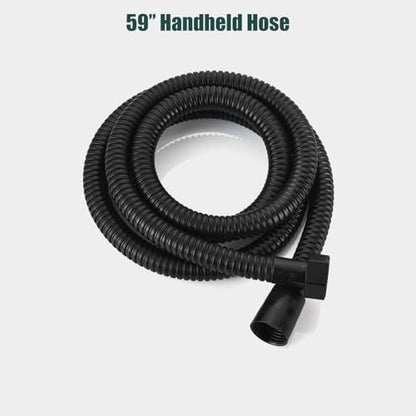 Heyalan Hand-held Shower Head Set-SUS304 Handheld Shower,Matte Black | SUS304 stainless steel wand, curved-style design, single rain spray, 59-inch long hose and standard 1/2-inch connection - color: Matte Black, style: Curved Style