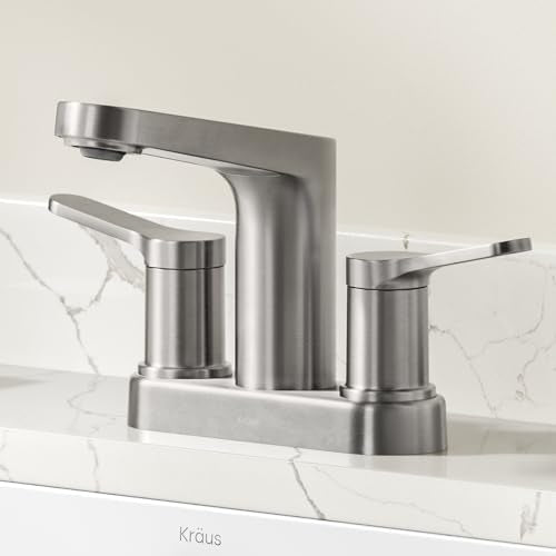 KRAUS Indy Centerset Bathroom Faucet in Spot-Free Brushed Nickel with 2 Handles, Pop Up Drain and Supply Lines, FUS-14102SFBN - color: Spot Free Brushed Nickel, style: Centerset