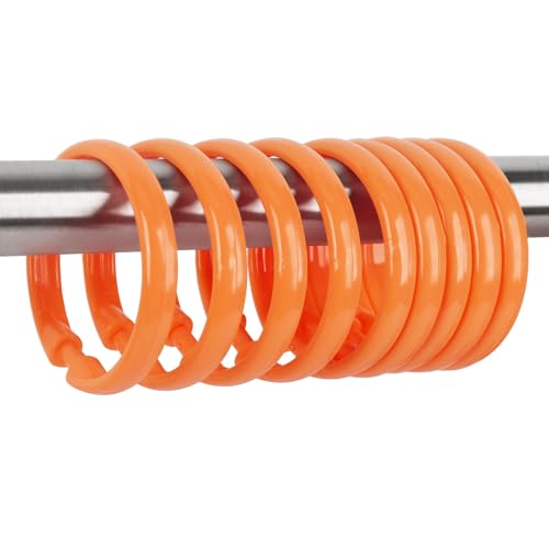 Orange Shower Curtain Hooks - 12 Pcs Circular Plastic Shower Curtain Rings for Bathroom - O Shaped Orange Shower Hooks Rings for Shower Curtain Rod - color: Orange