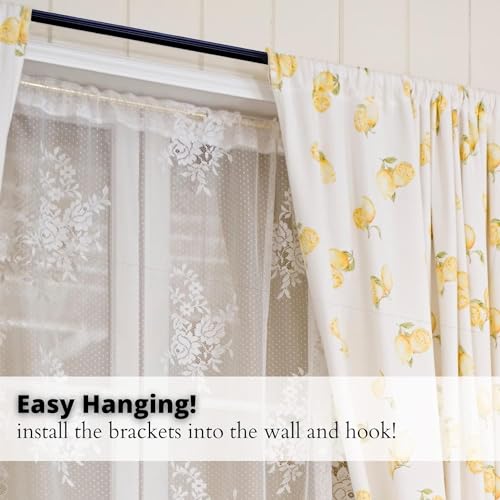 Yafa Home Fashion Heavy Duty Single Standard Adjustable Curtain Rod Hardware Included - color: Black, size: 16” - 28”