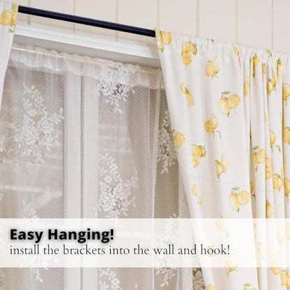 Yafa Home Fashion Heavy Duty Single Standard Adjustable Curtain Rod Hardware Included - color: Black, size: 16” - 28”