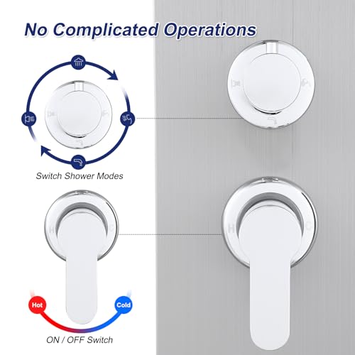 ROVATE 4 in 1 Rainfall Shower Panel Tower with Powerful Body Jets, Brushed | High Pressure Stainless Steel Shower Column with Flexible Handheld, Waterfall Tub Spout, Adjustable Waterflow - color: Brushed Finish