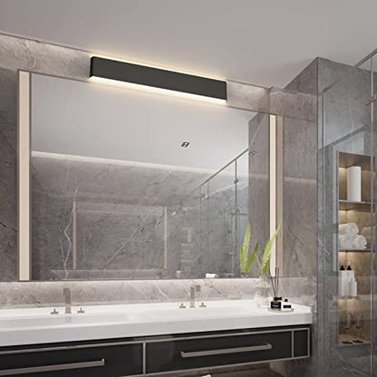 Ralbay 39.3inch Modern Black Vanity Light Fixtures LED Bathroom Wall Light Up and Down Bathroom Lighting Fixtures Warm White Light 3000K - color: Black-Warm White, size: 40 inch