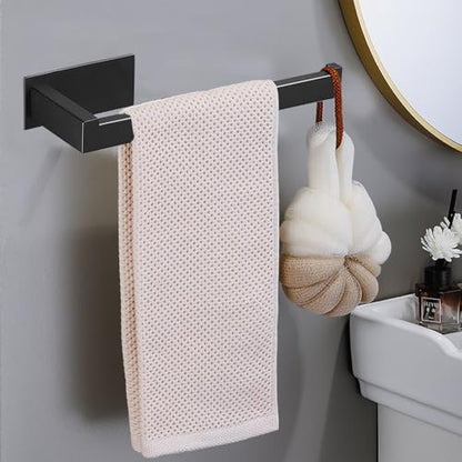 Hand Towel Holder, Strong Self Adhesive Hand Towel Ring, Thicken SUS304 Stainless Steel Hand Towel Bar/Rack, No Drilling Modern Hand Towel Hanger (Matte Black, 9 in) - color: Matte Black, size: 1 Pack 9 In