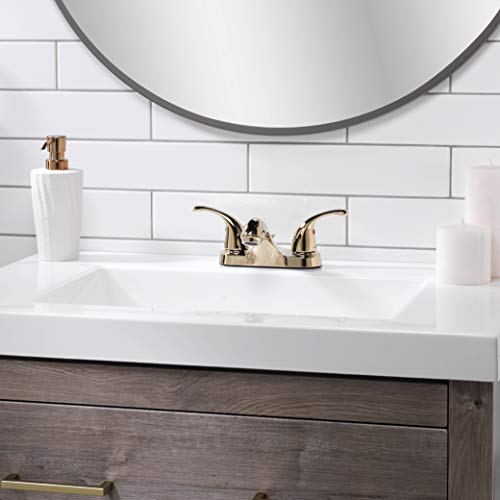 Two-Handle Centerset Bathroom Sink Faucet, Polished Brass | 1.2 GPM Flow, 3-Hole Install, Drip-Free Cartridge, Pop-Up Drain, WaterSense Certified, Double Handle Bathroom Sink Faucet - color: Polished Brass