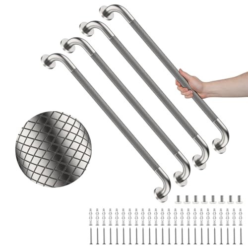 4 Pack 32 Inch Shower Grab Bar,Brushed Nickel Bathroom Grab Bar Handle | Anti-Slip Knurled Grip,Stainless Steel Bath Balance Bar,1.25"Diameter Safety Hand Rail Support,Handicap Injury Elderly Senior - color: Brushed Nickel, size: 32 Inch