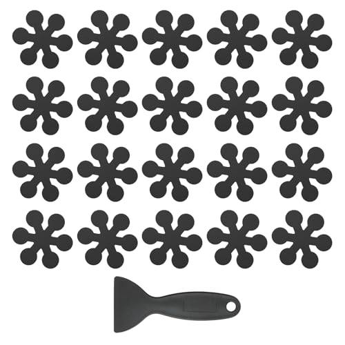 PATIKIL 20 Pcs Non Slip Bathtub Stickers, Anti Slip Shower Stickers with Scraper Bathroom Shower Floor Decals Snowflake Shape Cute Treads Tubs, Black - color: Black