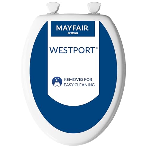 Mayfair Athens Toilet Seat, Easy Clean Hinges and Durable Wood Seat, Elongated, White - size: Elongated