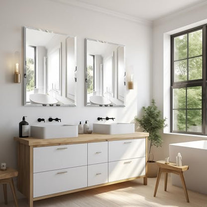 Single Door Multi-Purpose Plastic Bathroom Medicine Cabinet with Mirror, Surface or Recessed Mount, Vanity Cabinet with 2 Plastic Adjustable Shelves, White