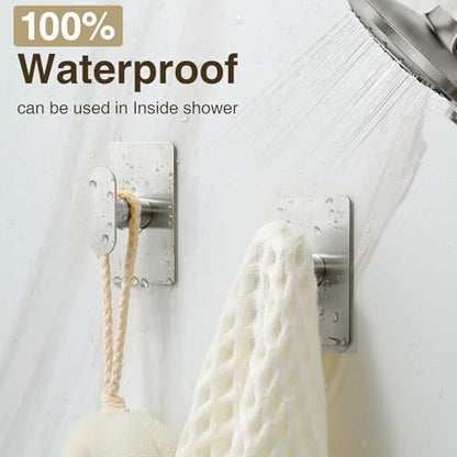 pickpiff Adhesive Towel Hooks: 20LB Extra Strong Wall Hanger, Silver 4 Pack - color: Silver, size: 4 Pack