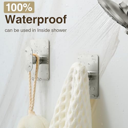 pickpiff Adhesive Towel Hooks: 20LB Extra Strong Wall Hanger, Silver 2 Pack - color: Silver, size: 2 Pack