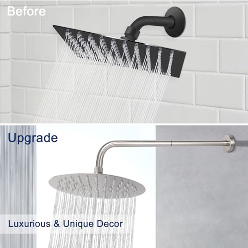 NearMoon Shower Arm, Extra Extension Arm with Flange, Stainless Steel Wall-Mounted Showerhead Extender Pipe (24 Inch, Brushed Nickel) - color: Brushed Nickel, style: 24 Inch