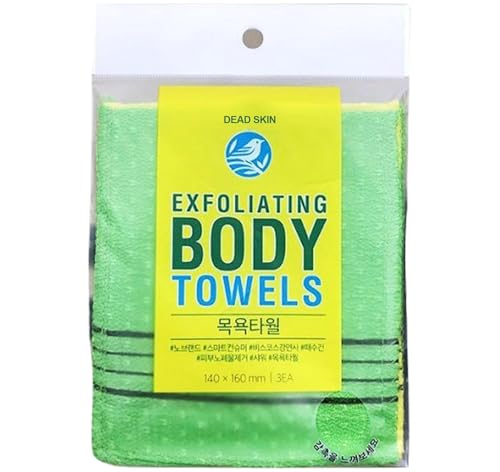 DEAD SKIn Korean Exfoliating Washcloth, Hard Type Body Scrub Towel, 100% Rayon, 3 Pack, 5.5 x 6.3 in
