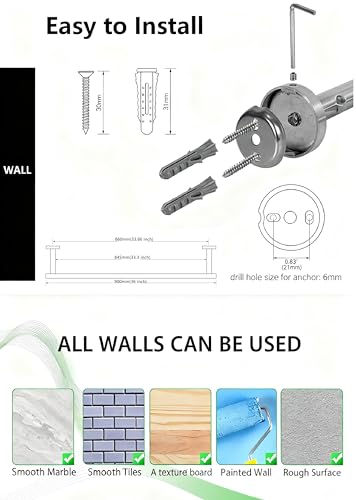 SEIDO 36 Inch Polished Chrome Towel Bar (2-Pack), Anti-Drop Bathroom Towel Holder Rod 22lb Capacity, SUS 304 Stainless Steel Double Towel Rack Wall Mounted, 33" Hanging Length, Complete Hardware - color: Polished Chrome, size: 36 Inch (2 Pack)