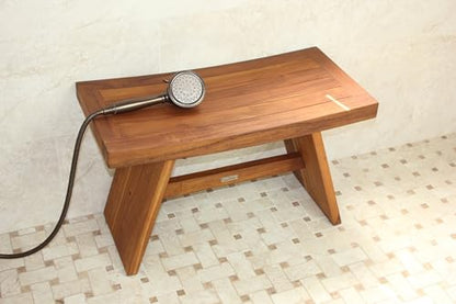The Original 30" Asia Teak Shower Bench | Durable, Water-Resistant Teak, Shower Chair & Shaving Foot Rest, Indoor/Outdoor Use