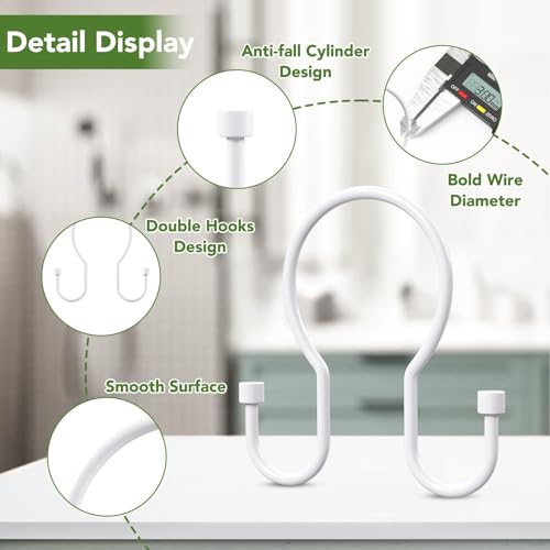 Shower Curtain Hooks, Simple Shower Curtain Rings, Sturdy Shower Curtain Hangers, Double Hook Shower Curtain Hooks, Smooth Gliding Metal Shower Hooks for Shower Curtain (White, 12 Pack) - color: White, size: 12 Pack