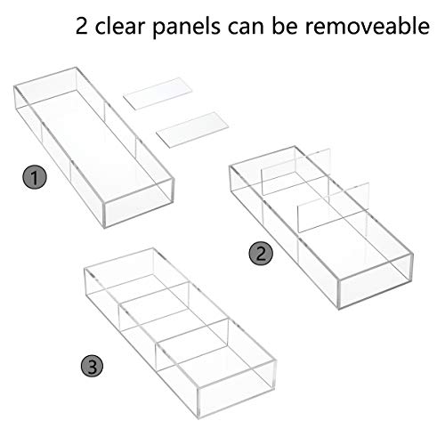 3 Section Clear Acrylic Drawer Organizer Tray, Office & Makeup Drawer Organizer (11.8x4.3 inch) - size: 4'' x 12''
