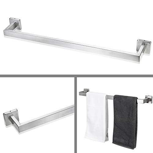 Rustproof 4-Piece Black Bathroom Hardware Set Including Towel Bar Toilet Paper Holder Towel Holder Robe Hook SUS304 Stainless Steel Wall Mount Contemporary Square Style Accessory, - color: Brushed Nickel