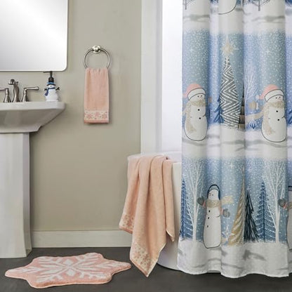 SKL Home Christmas/Winter Heather Snowflake Bath Towel, Blush Pink | 100% Cotton. 500 GSM. Plush & absorbent jacquard. Great for holiday gifting. - color: Heather Snowflake (Blush), style: Bath Towel