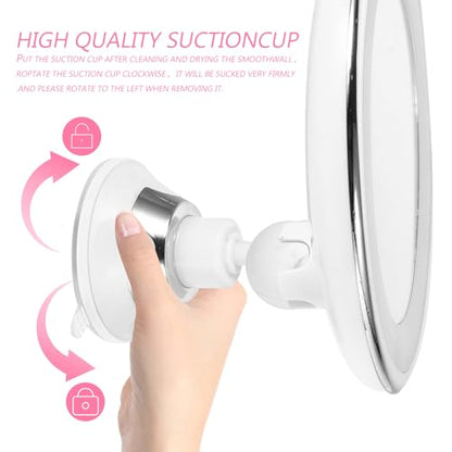 CLISPEED 10x Magnifying Makeup Mirror with LED Light and Suction Cup, 7-inch Bathroom Vanity Mirror for Cosmetics Application and Travel Use