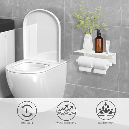 White Paper Towel Holder Wall Mount with Thickened Shelf for Bathroom,Matte White Adhesive Hand Towel Holder,Bathroom Kitchen RV - color: White, size: Thick
