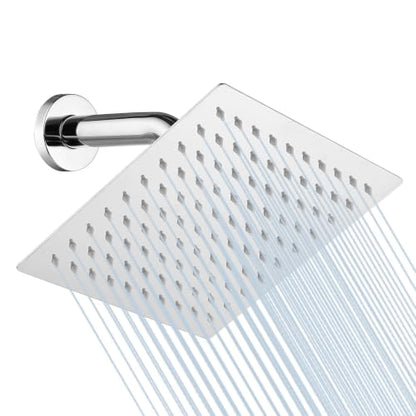 8 Inch Square Ceiling Rain Shower Head, 304 Stainless Steel, Chrome - size: 8 Inch