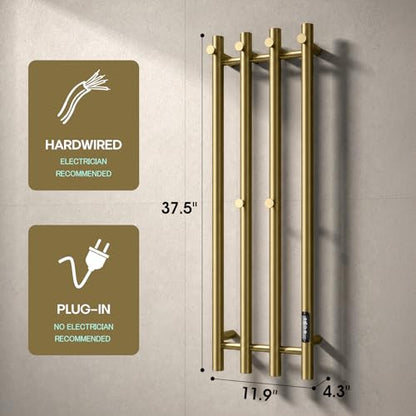 Poloma Towel Warmer Rack for Bathrooms, Heated Towel Rack Heater, ElectricTowel Dryer, Stainless Steel, Golden. CSA Certified - size: Gold Bars-37.5"(L) x 11.9"(W)-VERTICAL